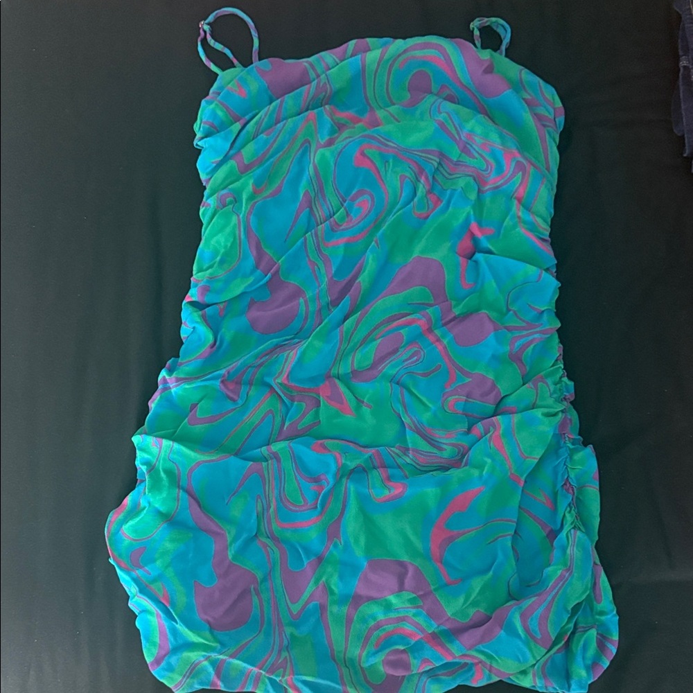 WeWoreWhat Vibrant Swirl Dress in Green and Purple